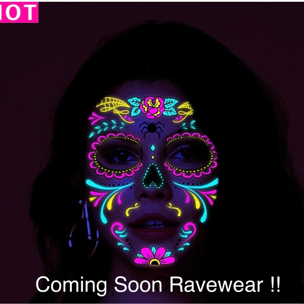 Neon Sugar Skull Face Mask
